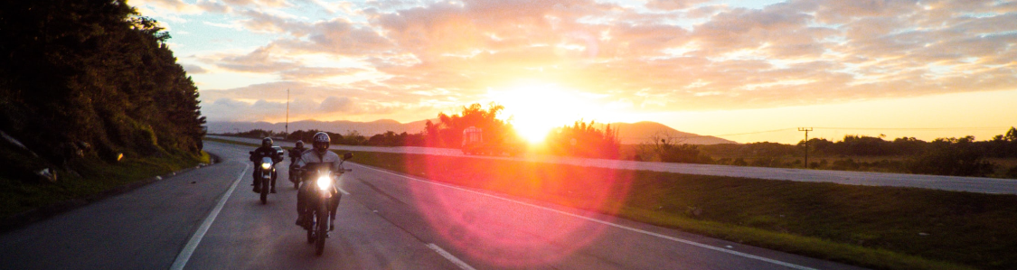 Open highway at sunset.