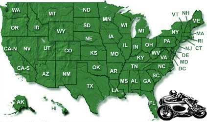 USA Map of Motorcycle Rides